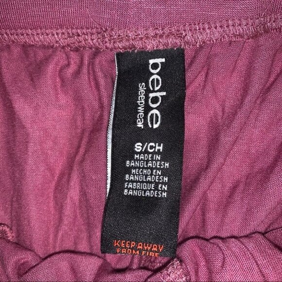 Bebe Sleepwear Pyjama Pants Bottoms Size Small Mauve Pink Rhinestones Flowy NWOT - Picture 8 of 9